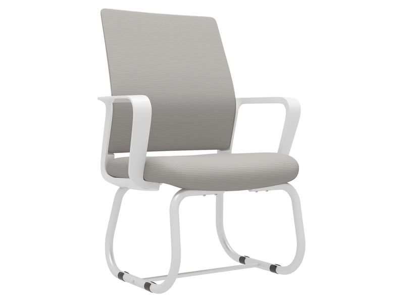  Chaise visiteur de bureau 45 x 55 x 90 cm gris et blanc, dossier en maille, piètement métallique fixe  - Conforama A
