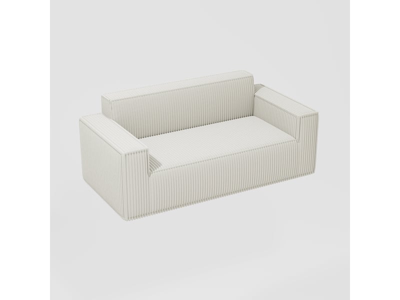 Canapé 2 places en velours côtelé blanc, assise profonde, sans pieds, sans montage, transport facile - Conforama D