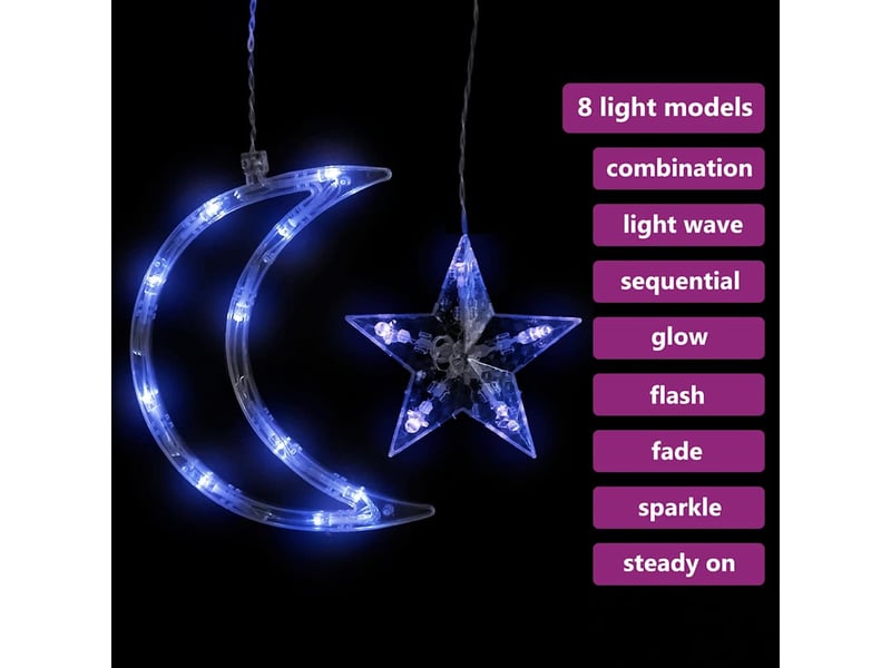  Guirlande lumineuse, éclairage de noël étoile et lune avec télécommande 345 led cf62444  - Conforama E