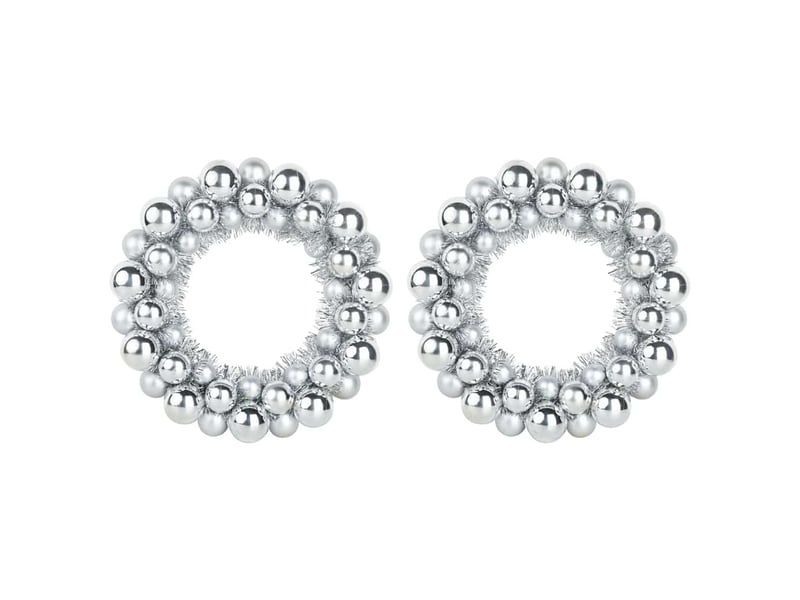  Couronnes de boules de noël 2 pcs argent 33 x 33 x 7 cm  - Conforama A