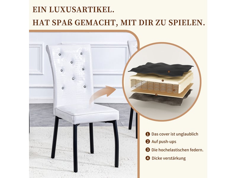  Lot de 2 chaises de salle à manger 42x61,5x101 cm pvc blanc et noir  - Conforama D