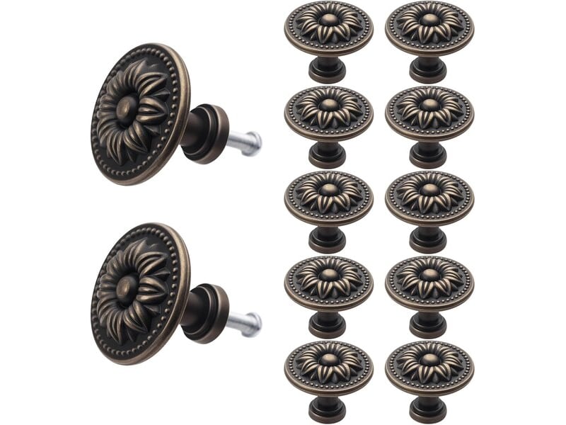  Lot de 12 tirettes anciennes, poignées rétro pour portes, tiroirs de cuisine et commodes  - Conforama A