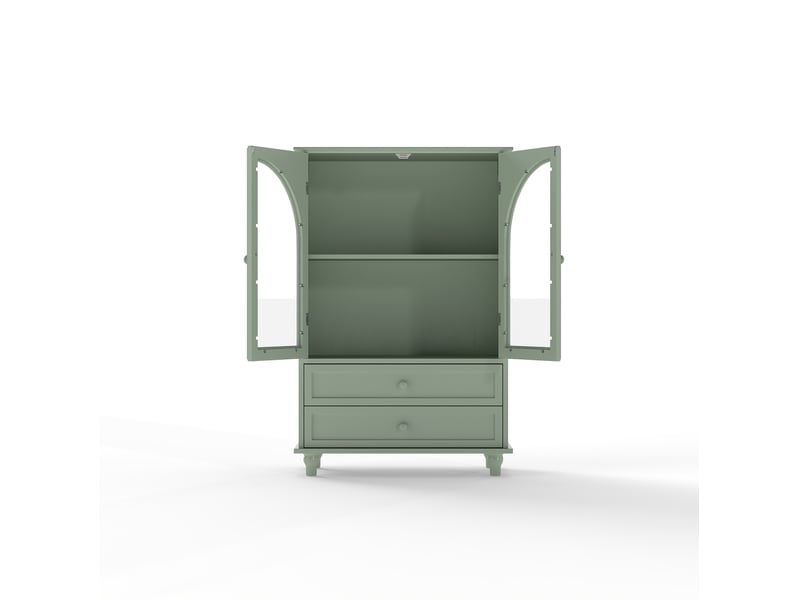 Buffet haut 2 portes vitrées et 2 tiroirs 71x38x106,5 cm vert menthe - Conforama D