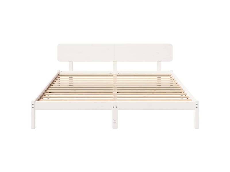 Lit double- lit adulte - cadre de lit avec tête de lit blanc 180 x 200 cm pin massif - Conforama D