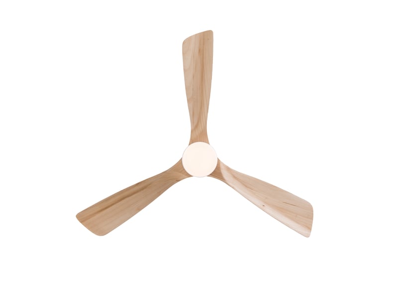 Ventilateur de plafond avec éclairage et télécommande, plafond silencieux pour chambre et salon, 3 pales en bois massif 132 cm, bois naturel  - Conforama D