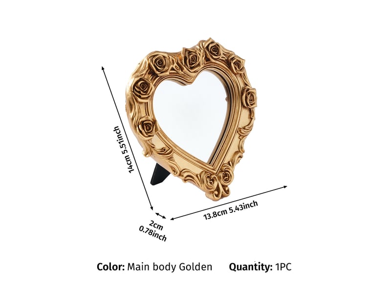  Miroir suspendu en résine dorée en forme de cœur – miroir en relief de style européen – décoration bohème pour salon ou bureau – lot de 2  - Conforama C