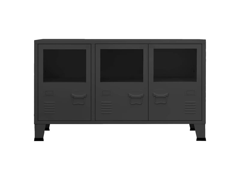  Buffet - bahut - meuble de rangement industriel noir 105x35x62 cm métal et verre  - Conforama C