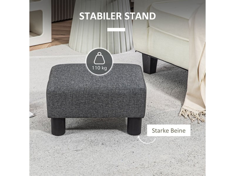  Tabouret aspect lin, repose-pieds moderne, pouf pour chambre à coucher, salon, gris foncé 833-666V80CG - Conforama E