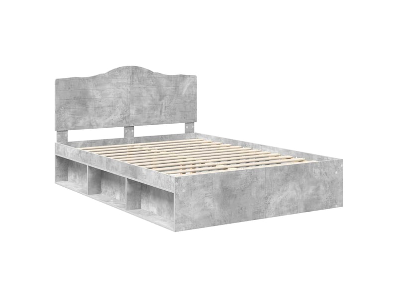  Lit double- lit adulte -  cadre de lit gris béton 150 x 200 cm pin massif  - Conforama C