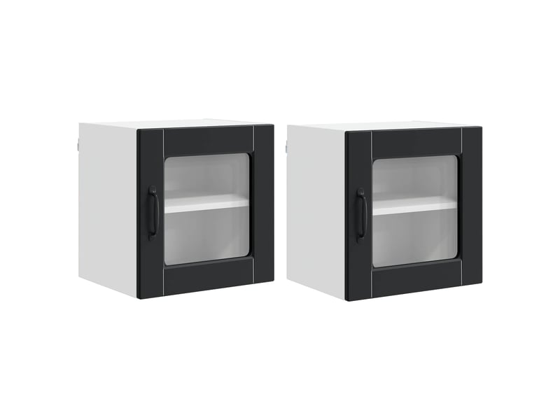  Meuble mural de cuisine, cabinet en verre mural 2 pc noir bois d'ingénierie  - Conforama A