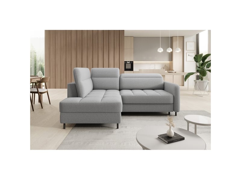 Canapé d'angle gauche convertible barnea 208 cm gris chiné avec rangement  - Conforama E