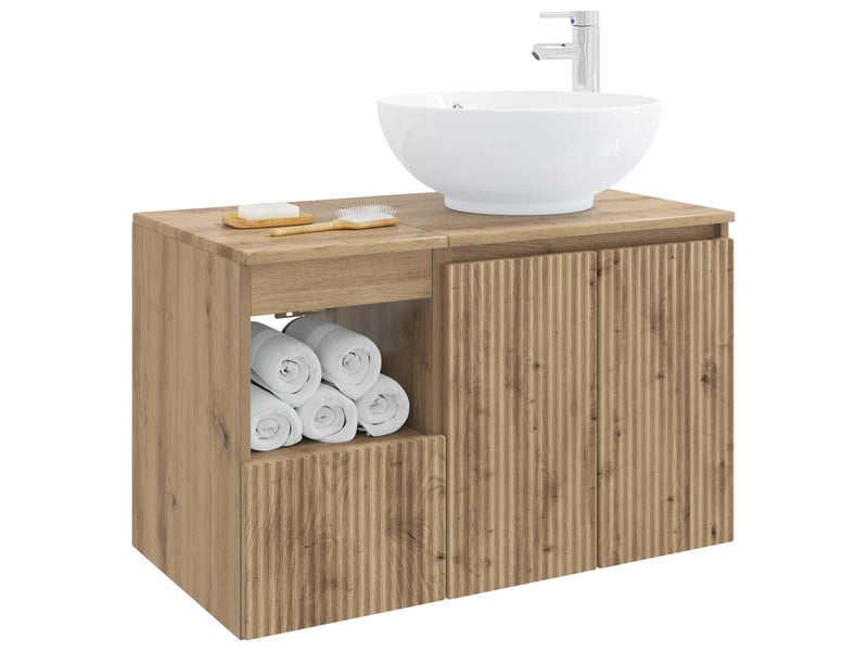  Ensemble de mobilier de salle de bain 2 pc chêne artisanal cf64068  - Conforama C