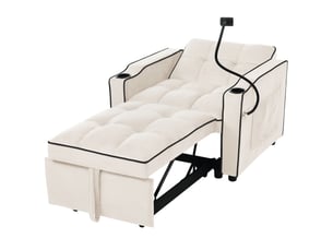 Fauteuil convertible  <strong>MODENVIE</strong> Velours beige