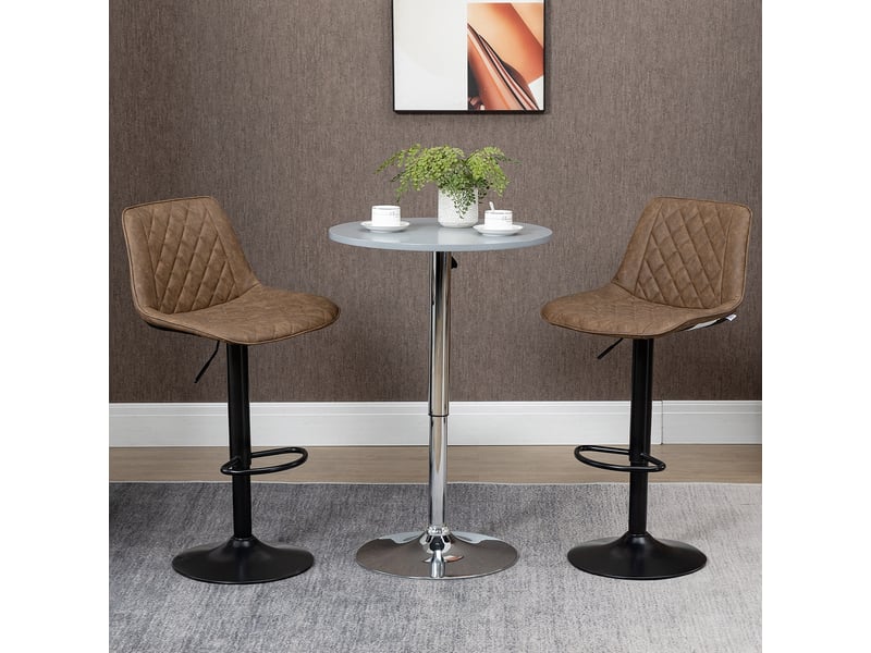  Lot de 2 tabourets de cuisine hauts à hauteur réglable et assise pivotante, 46,5 x 51 x 86-106 cm, marron  - Conforama C