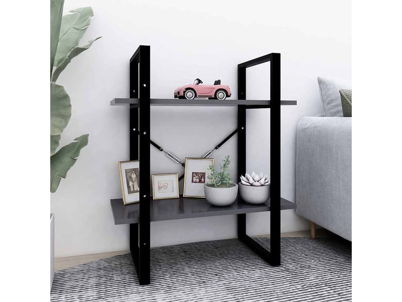  Bibliothèque à 2 niveaux, armoire à livres gris 60x30x70 cm bois d'ingénierie  - Conforama B
