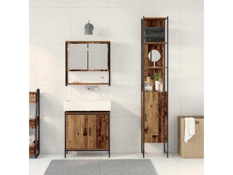  Ensemble de mobilier de salle de bain 3 pièces marron cf64479  - Conforama D