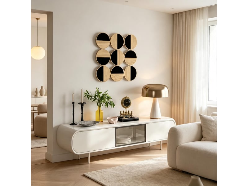  Décoration murale en métal 3d avec design unique composé de plusieurs disques ronds  - Conforama E