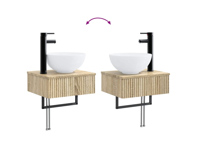  Ensemble de mobilier de salle de bain 3 pc chêne sonoma cf64372  - Conforama E