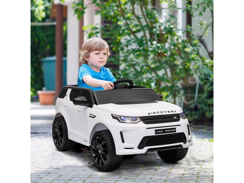  Voiture électrique pour enfants, véhicule 12 v avec télécommande, lumières led, musique et klaxon, 3-6 ans, blanche  - Conforama D