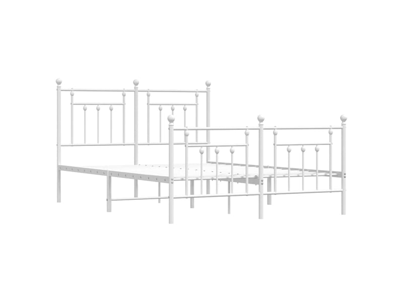  Lit double- lit adulte -  cadre de lit métal sans matelas et pied de lit blanc 150x200 cm  - Conforama B