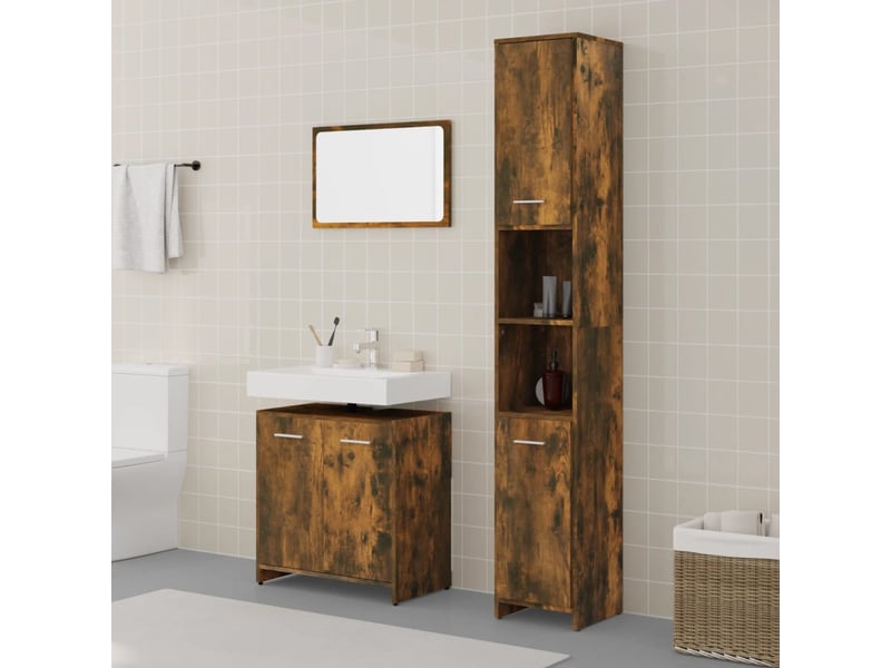  Ensemble de meubles de salle de bain 3 pcs chêne fumé cf63680  - Conforama B