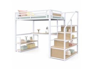 Lit mezzanine 140x200 cm <strong>MODENUIT </strong>  <strong></strong> coloris blanc