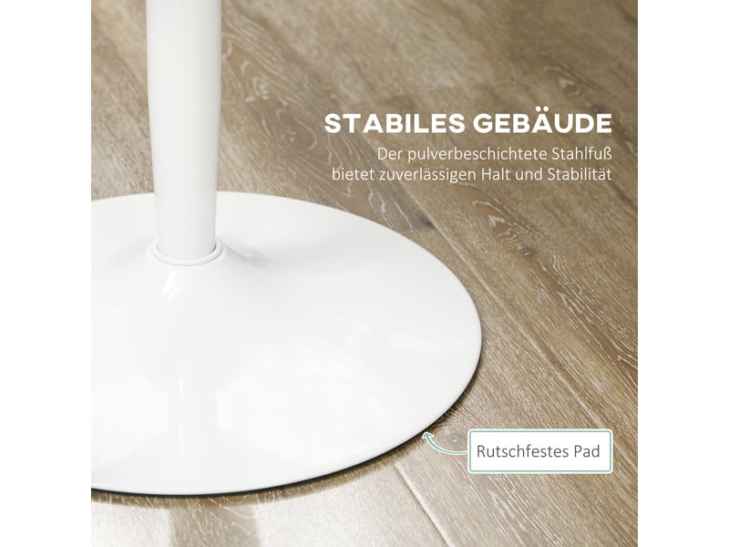 Table de salle à manger pour 2 personnes ronde avec pied central et base antidérapante en mdf ø70×75 cm blanc - Conforama E
