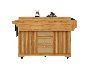 Desserte de cuisine pliable 142,5 x 80 x 95 cm marron foncé en mdf, à roulettes avec rangements pratiques