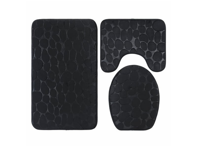  Lot de 3 tapis de bain antidérapants - noir  - Conforama A