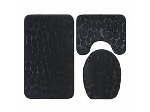 Lot de 3 tapis de bain antidérapants - noir