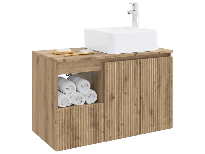 Ensemble de mobilier de salle de bain 2 pc chêne artisanal cf64066 - Conforama C