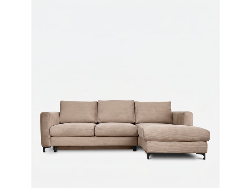 Canapé d'angle droit convertible - 4 places - velours côtelé - fiesole - beige 3CA52.CA.4AC.D.05 - Conforama A
