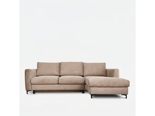 Canapé d'angle droit convertible - 4 places - velours côtelé - fiesole - beige