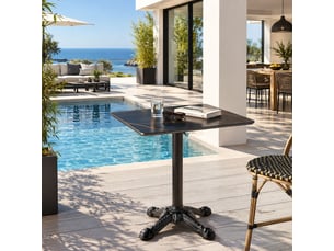 Icare - ensemble n°1: table bistrot 70x70cm pliable en céramique marbré noir