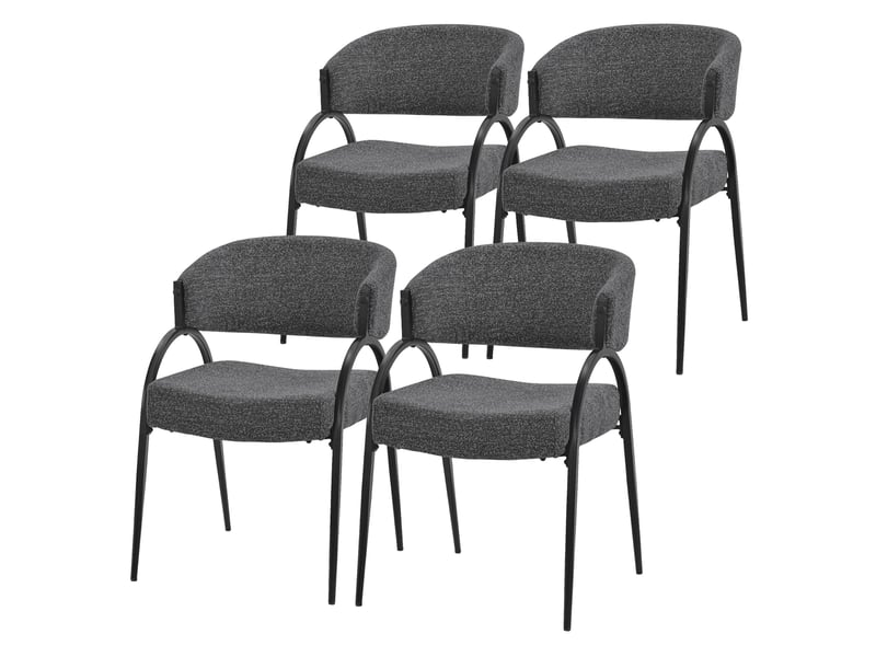  Ml-design lot de 4 chaises de salle à manger rembourrées en tissu bouclé, avec accoudoirs et dossier incurvée, cadre en acier, rembourrage confortable, pour salon cuisine bureau, 120 kg, anthracite ECD Germany GmbH - Conforama A