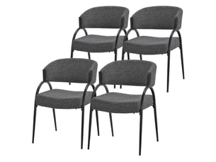 Ml-design lot de 4 chaises de salle à manger rembourrées en tissu bouclé, avec accoudoirs et dossier incurvée, cadre en acier, rembourrage confortable, pour salon cuisine bureau, 120 kg, anthracite