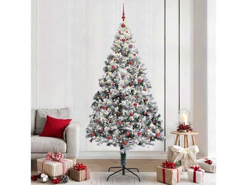  Sapin de noël artificiel, arbre de noël blanc 240 cm pvc, acier et plastique shl5351  - Conforama B