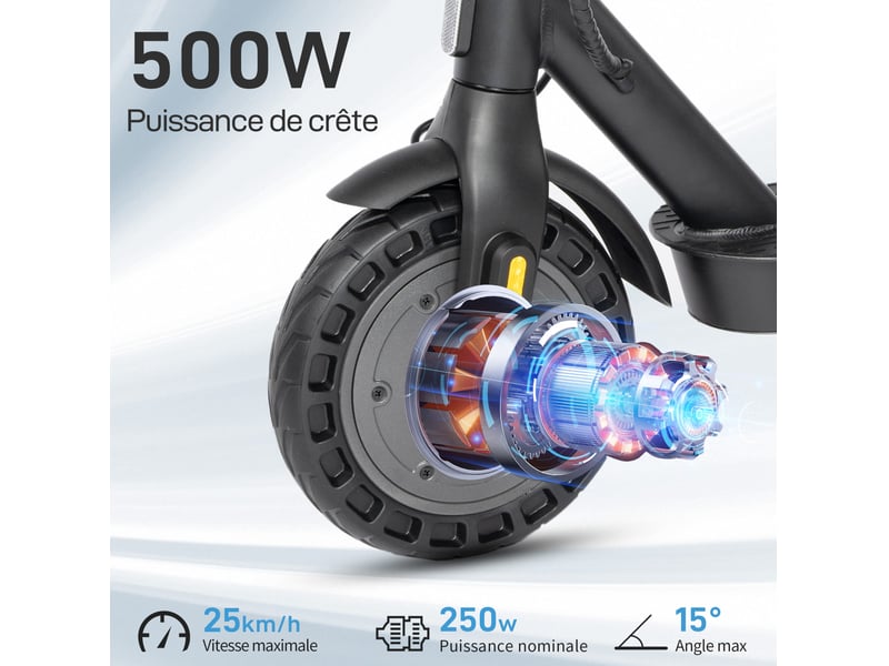  Trottinette électrique pliable 108 x 110 cm noire, alliage d'aluminium, batterie 375 wh, application mobile  - Conforama E