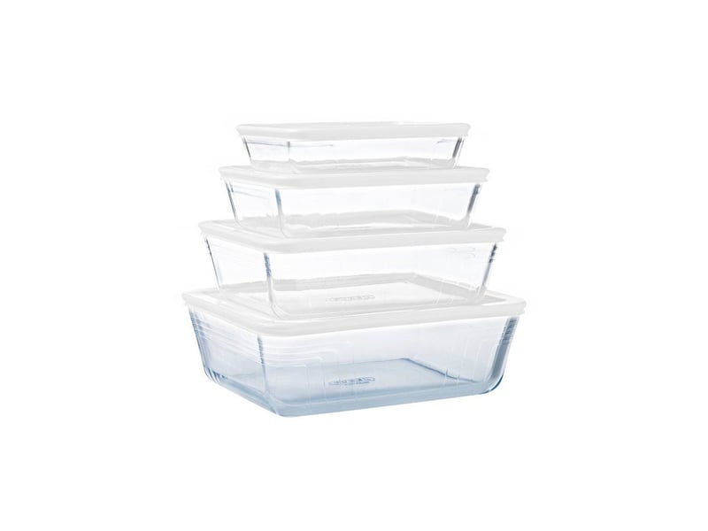  Boites de conservation verre borosilicate rectangulaires empilables set de 4 -40 a 350 c avec couvercles transparents AAAAY01654 - Conforama E