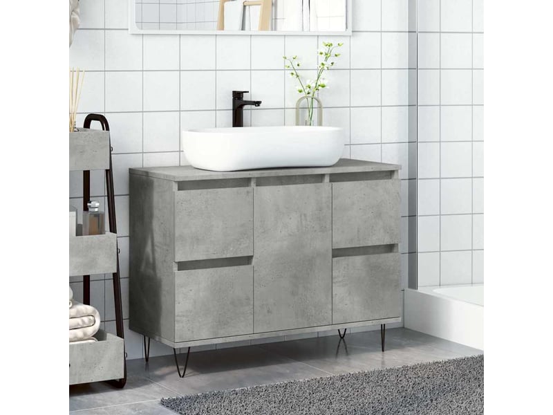  Armoire salle de bain, cabinet de salle de bain gris béton 80x33x60cm bois d'ingénierie cf65212  - Conforama C