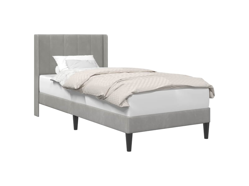 Lit simple- lit adulte - cadre de lit avec tête de lit gris clair 80 x 200 cm velours - Conforama A