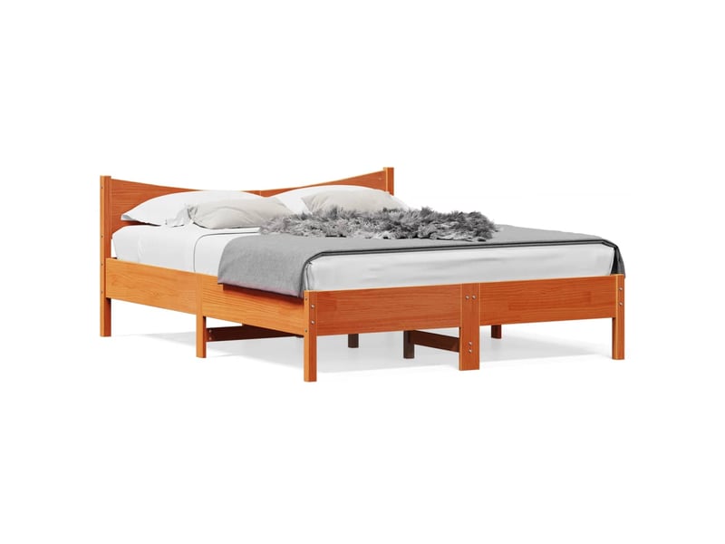  Lit double- lit adulte -  cadre de lit sans matelas  marron 160x200cm bois pin massif  - Conforama A