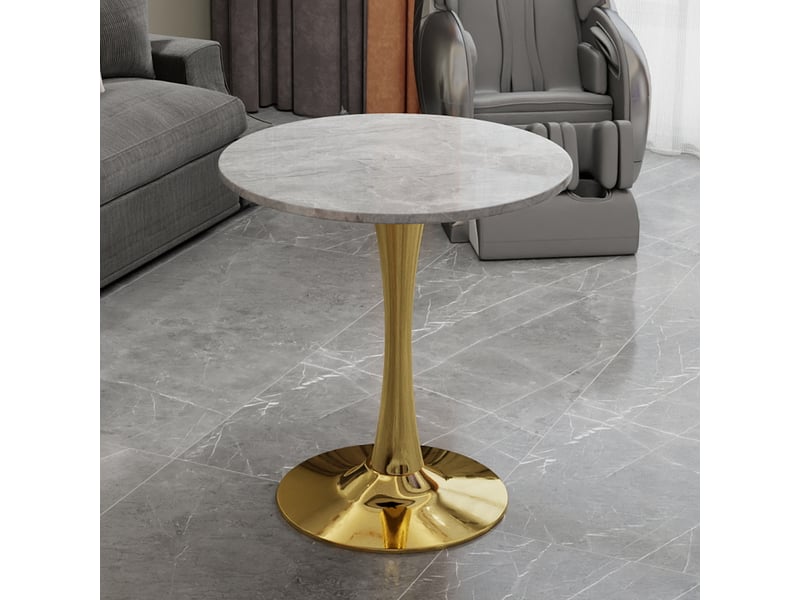  Table basse ronde avec plateau en marbre artificiel, style moderne, pour salon, 77,5 × 77,5 × 15,5 cm, doré  - Conforama C