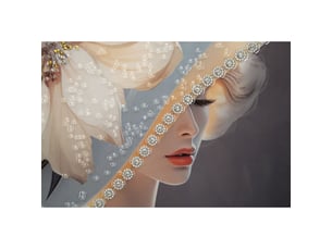 Tableau sur toile wien hat a avec dame et cadre, 62x92 cm