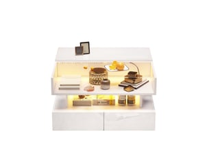 Table basse carré(e) coloris blanc OKWISH - 80 cmx80 cm