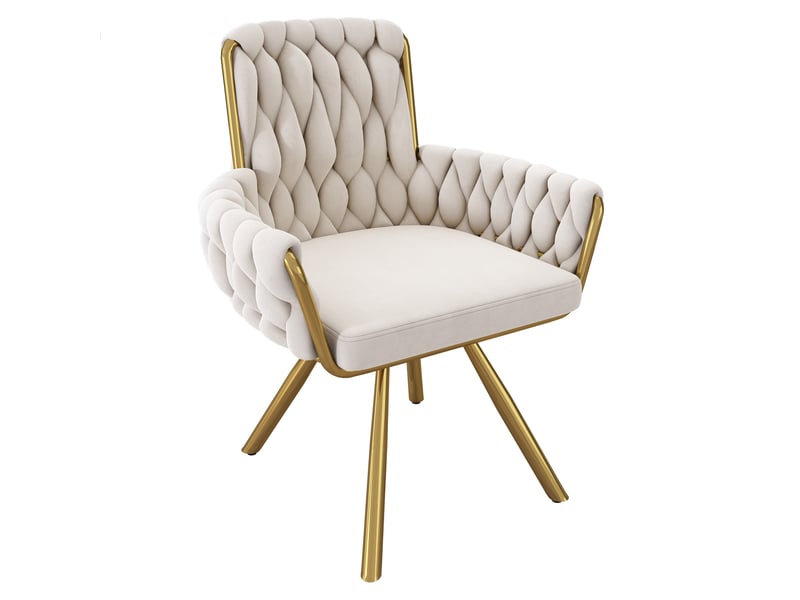  Lot de 2 chaises de salle à manger pivotantes,55x50x87 cm,velours,beige  - Conforama D