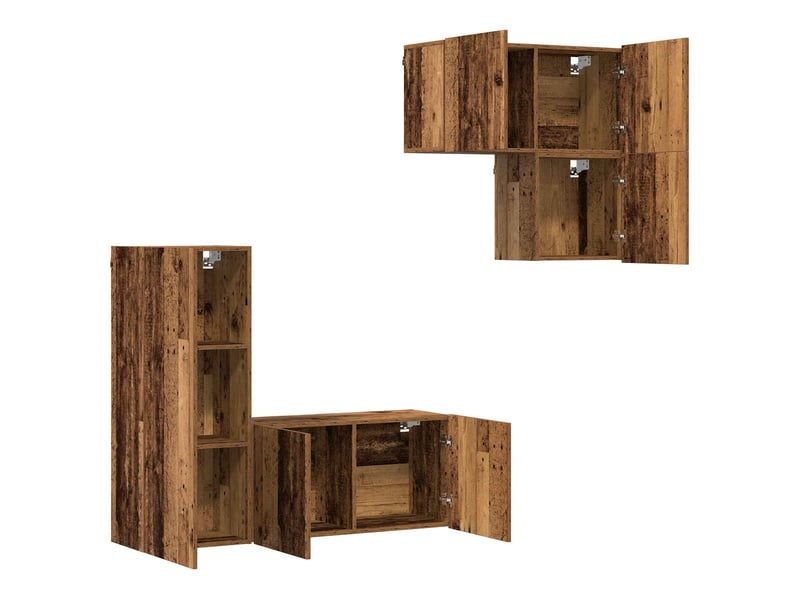  Meuble tv - banc tv - meuble de rangement 4 pcs bois ancien bois d'ingénierie  - Conforama E
