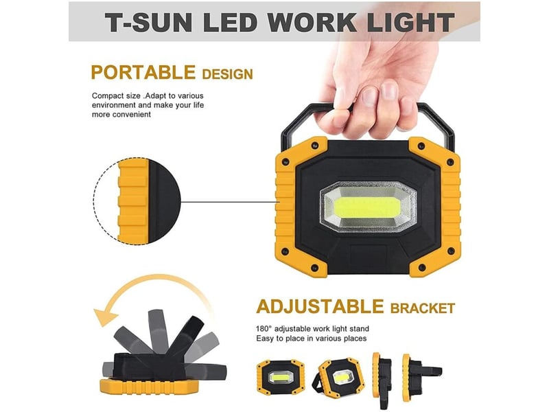  Projecteur led rechargeable 30 w 2000 lumens – étanche – trois modes d'éclairage, noir HRC0000143TBY - Conforama B