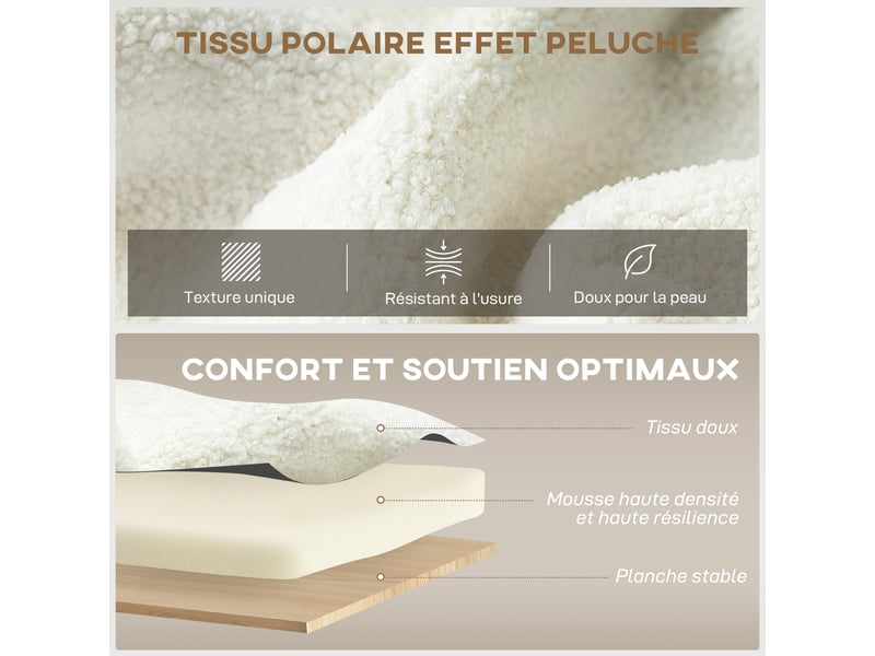  Fauteuil convertible 1 place, fauteuil-lit avec rangement caché, assise large et rembourrée, 72 x 85,5 x 91 cm, crème  - Conforama R