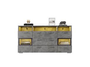 Buffet 2 porte(s)  3 tiroir(s) ULEVR  - 140 cm coloris gris 